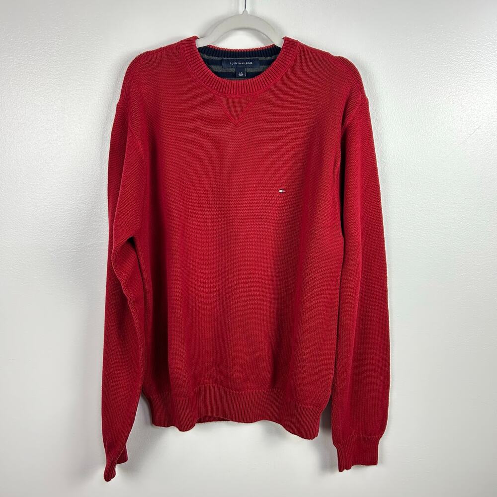 Tommy Hilfiger Red Men’s Cotton Crew Neck Pullover Sweater Size Large